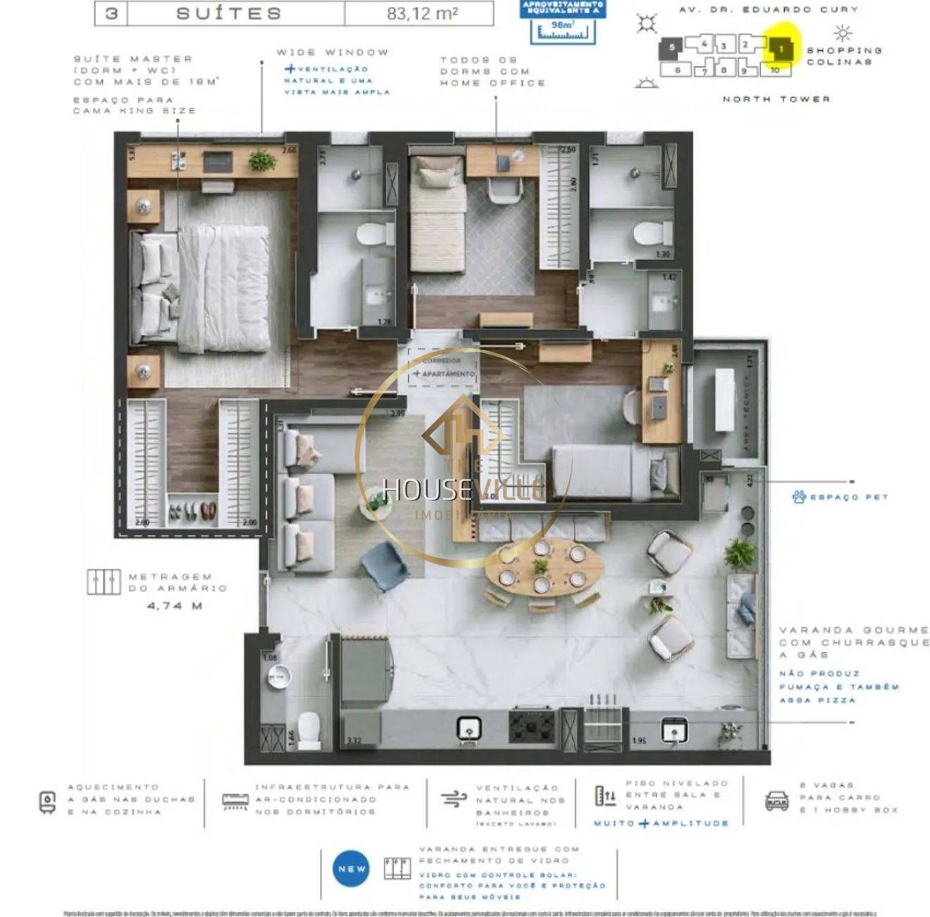 Apartamento, 3 quartos, 85 m² - Foto 3